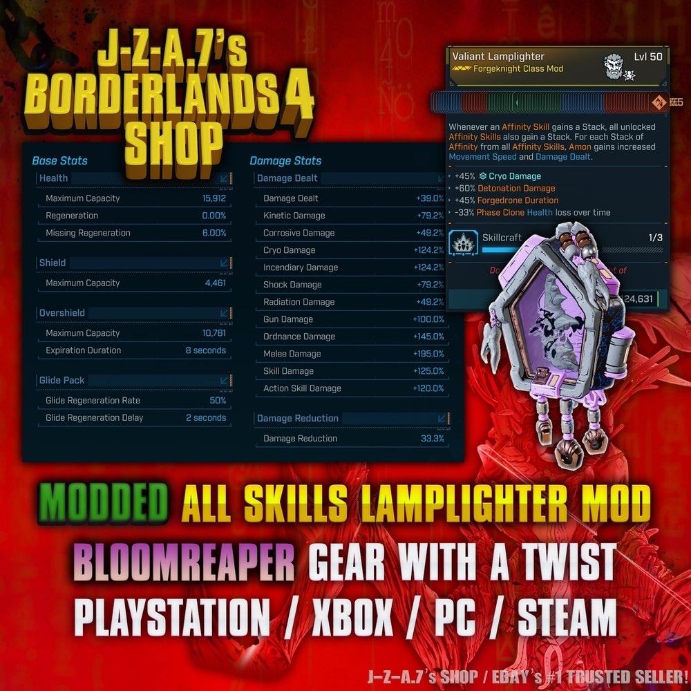 Borderlands 4✨ MODDED BLOOMREAPER LAMPLIGHTER AMON CLASS MOD BL4 ✅PC-PS-XBOX✨