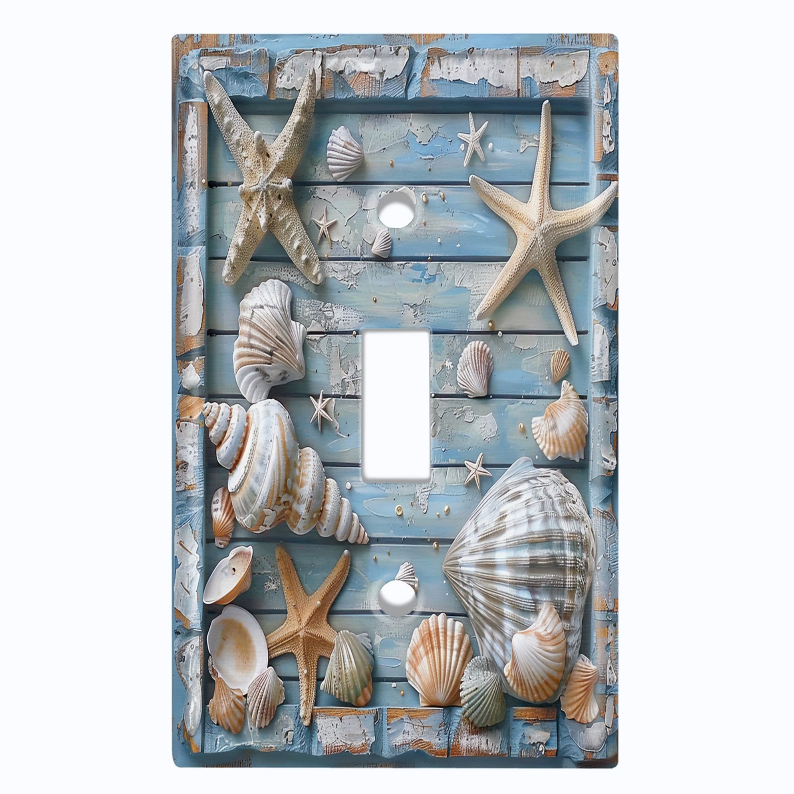 Metal Light Switch Outlet Cover Wall Plate Starfish Shell Beach Decor OCN129