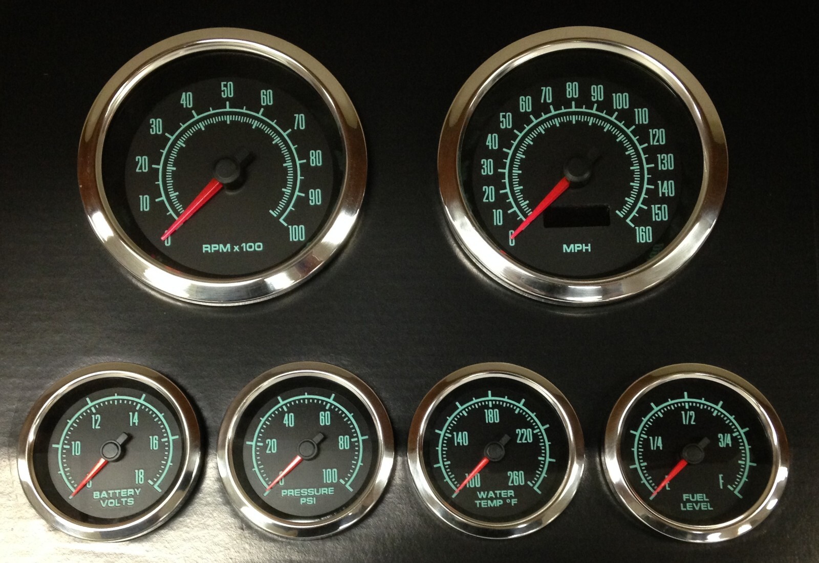 SCX 60s Muscle 6 Gauge Set, Stainless Bezels, 6964SS