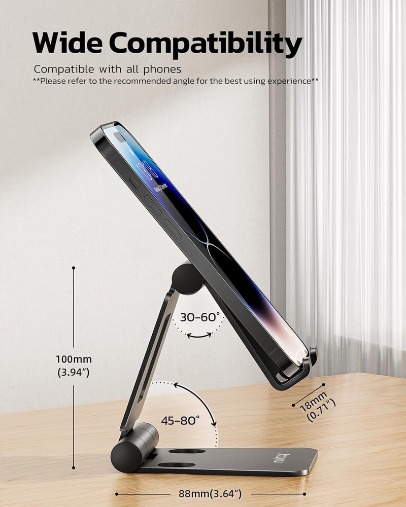 2 Pack Nulaxy Dual Folding Cell Phone Stand Fully Adjustable Foldable Desktop
