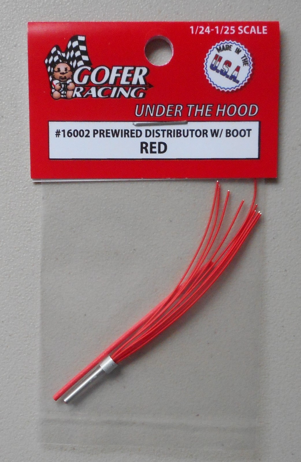 RED PREWIRED DISTRIBUTOR w BOOT 1:24 1:25 GOFER RACING CAR MODEL ACCESSORY 16002