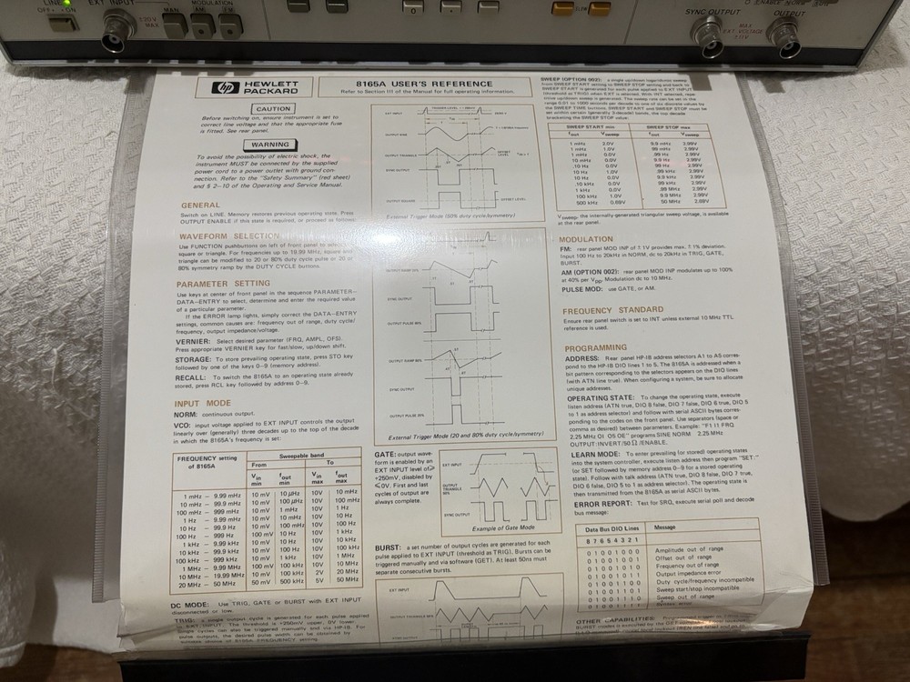 HP 8165A 1 mHz-50 MHz Programmable Signal Source