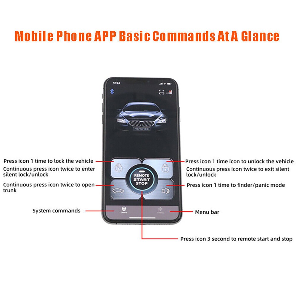Keyless Entry Engine Start Alarm System Push Button Remote Starter Stop Car