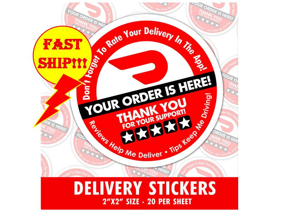 DoorDash Delivery Gear Seal Stickers Dasher Bag Thank You Improve 5 STAR RATING