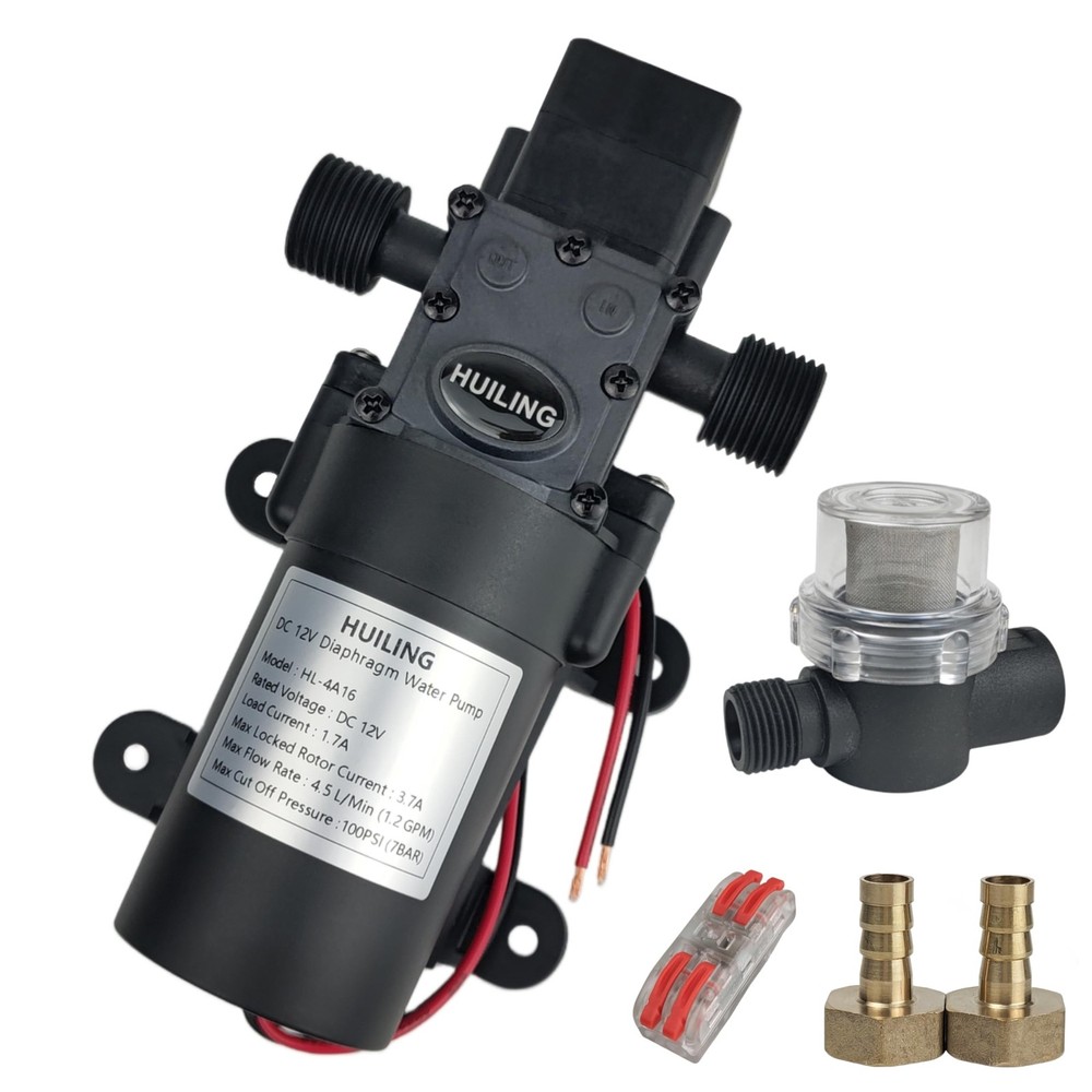 DC 12V Diaphragm Pump, Self-Priming Pump with Filter Quick Connection Termina...