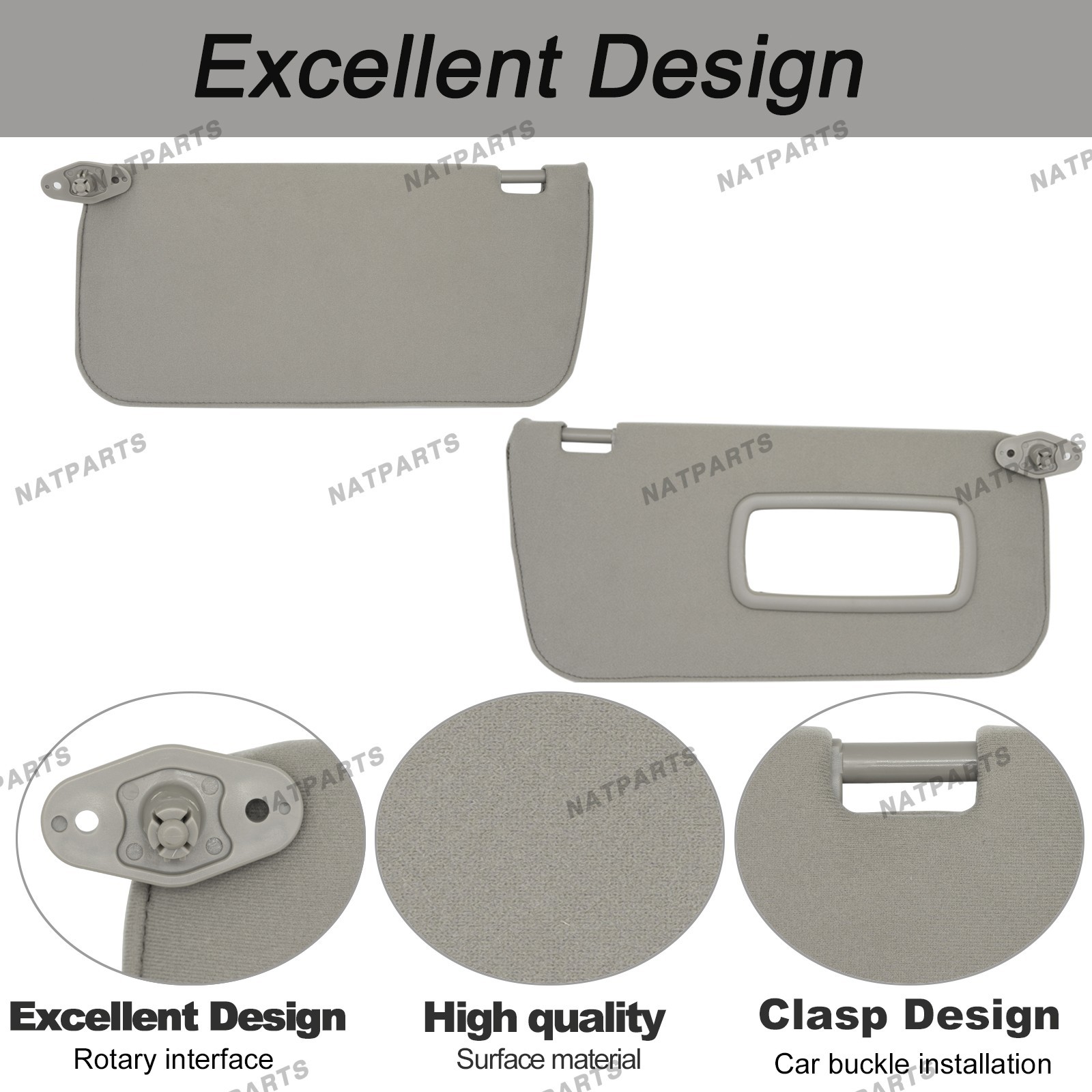 Pair Gray Sun Visor for Nissan Frontier Xterra 1998-2004 964017Z823 964007Z823