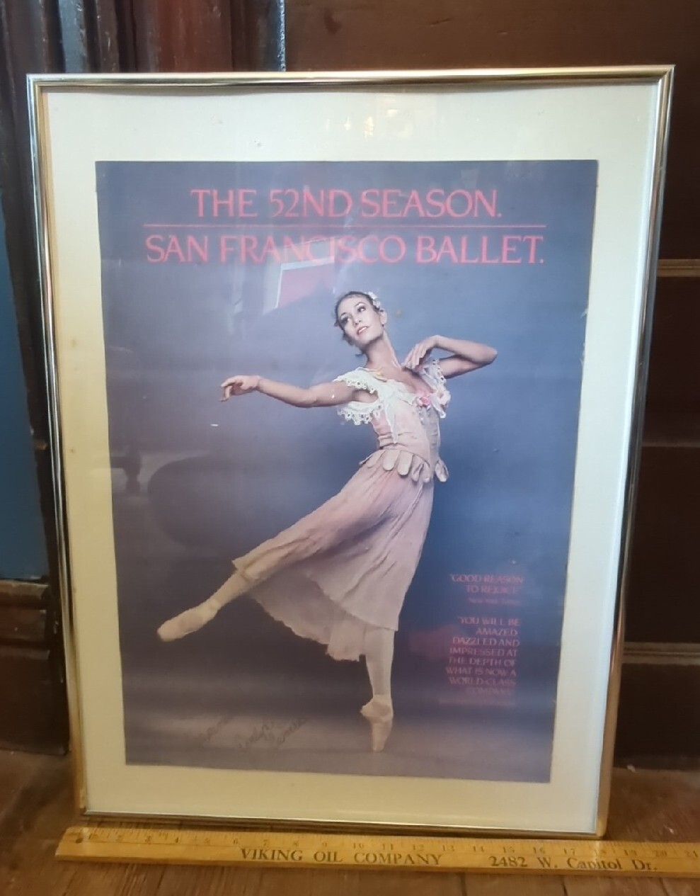 1984 SAN FRANCISCO 52nd BALLET FRAMED POSTER SIGNED EVELYN CISNEROS VTG