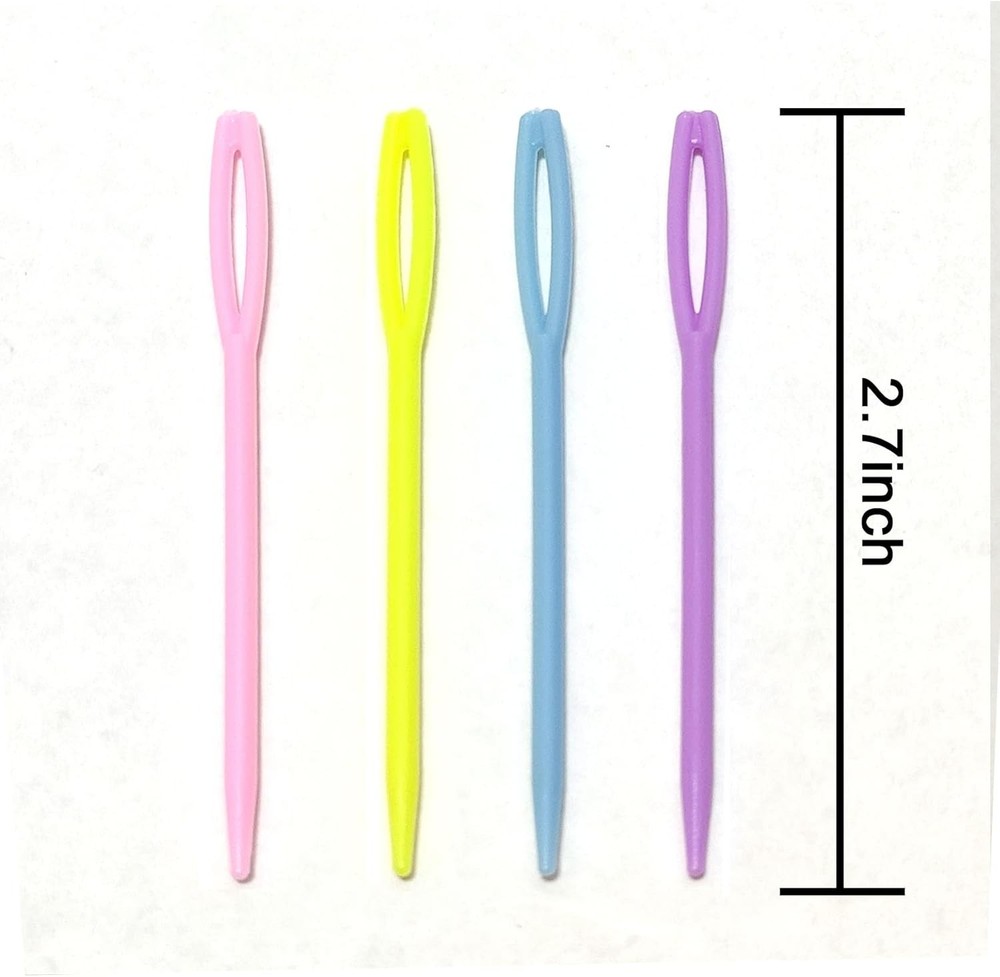 52Pcs 2.7 Large Eye Plastic Sewing Needles, Learning, Yarn, Darning, Tapestry,