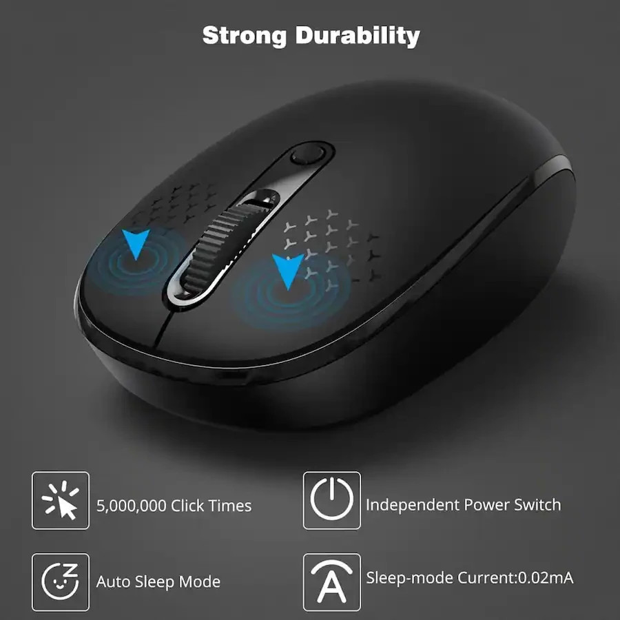 Portable 2.4GHz Wireless Silent Mouse – - Wireless - Silver White