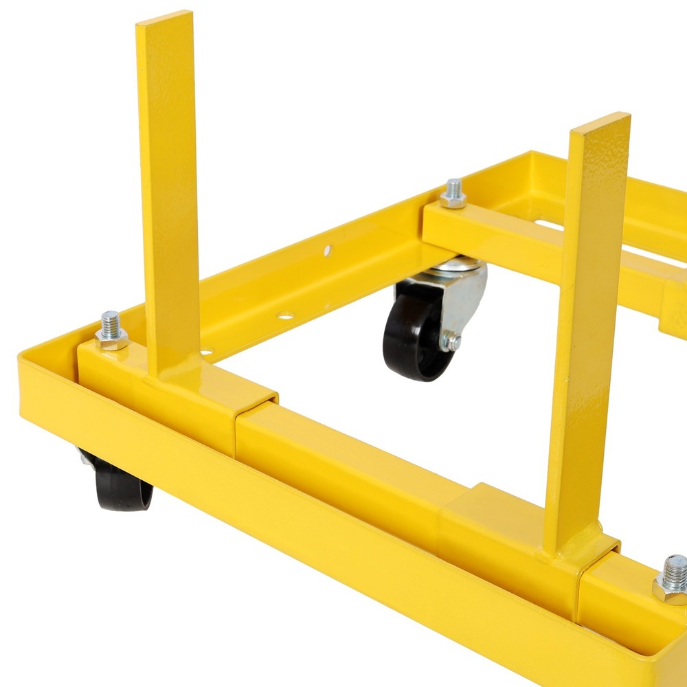 Adjustable Rolling Engine Stand 750lbs with 2 Buckle Straps, Yellow