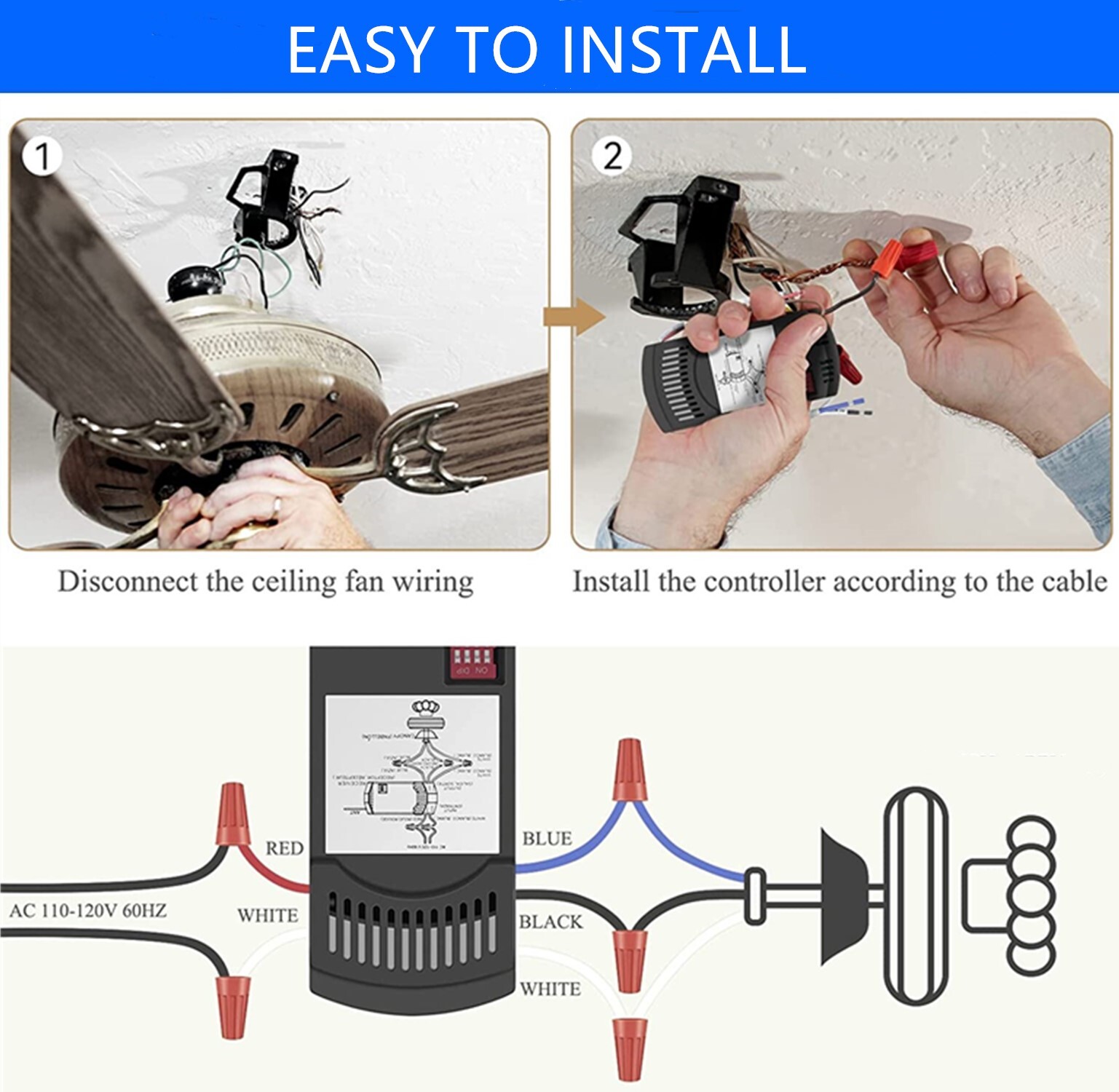 Ceiling Fan Remote Control Replacement for Harbor Breeze Hampton 3 Speed Dimmer