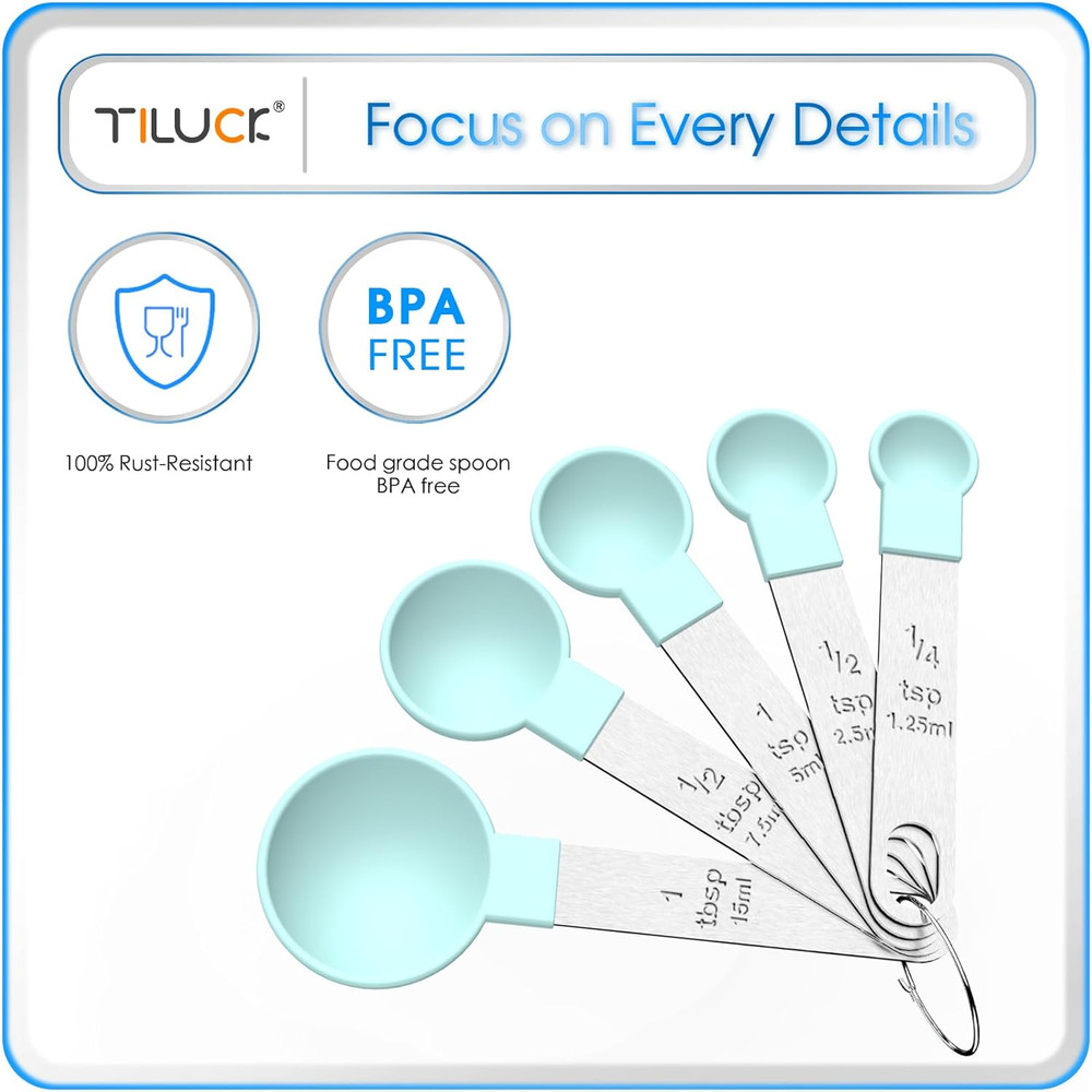 TILUCK Measuring Cups & Spoons Set, Stackable Cups and Spoons, Nesting Measure C