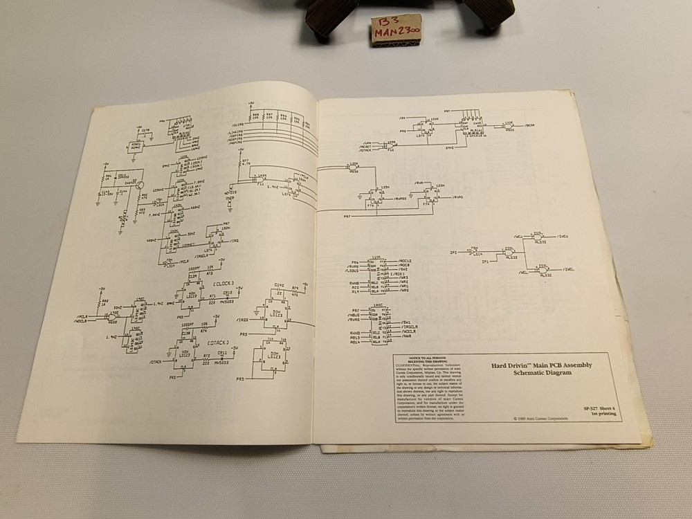 Hard Driven Atari Drivin Arcade Game Manual and Schematic package, fair cond.