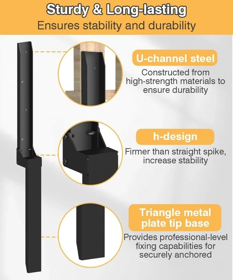 2 Packs Fence Post Anchor Kit, Heavy Duty Metal Steel Fence Post Repair Kit,...