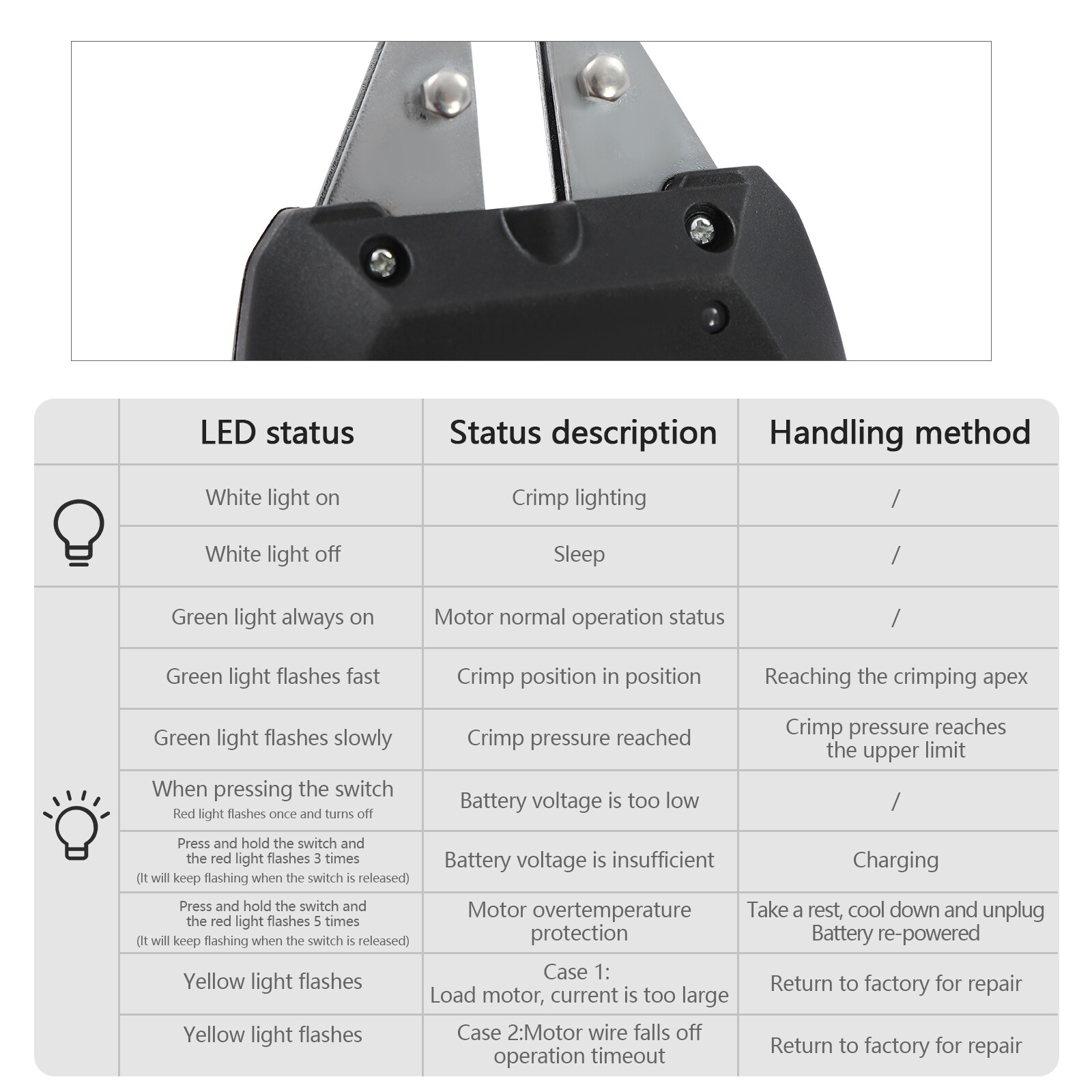 Electric Crimping Pliers Terminal Crimping Tool Rechargeable DC 18V/2Ah Black