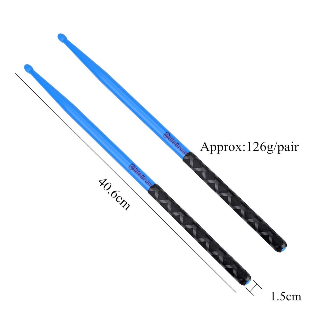 5A Nylon Drumsticks for Drum Set Light Durable Plastic Exercise Blue