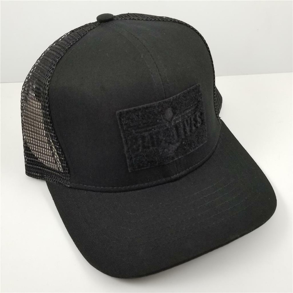 NEW Tactical Morale Patch Baseball Hat Black Mesh Hook Loop Front Blue Lives Cap