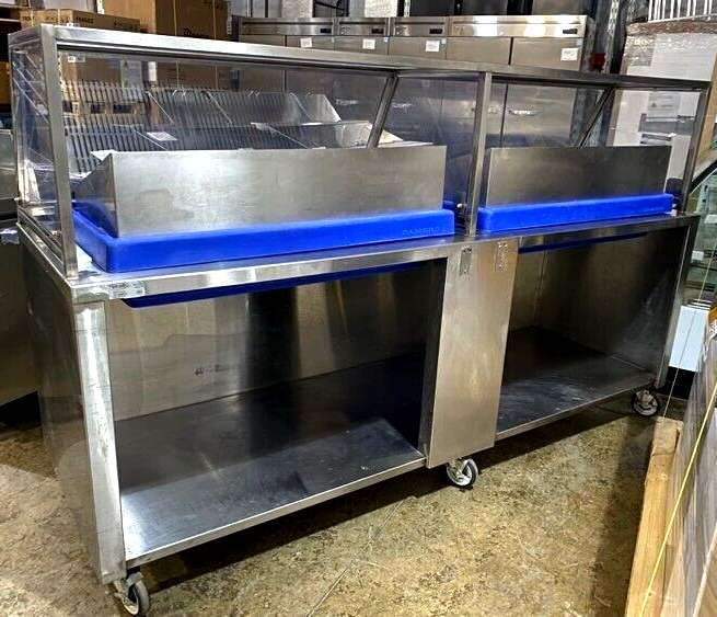 Custom Win-holt Sea Food Ice Bin Insulated Display Table w/ Cambro Bar Bases