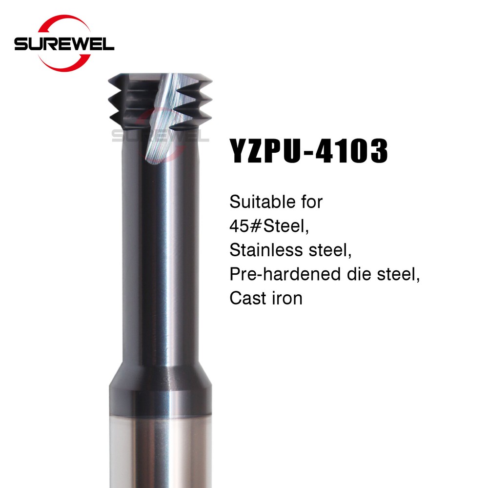 HRC68 Solid Carbide Three Teeth Thread Milling Cutter Balzers Coated 8-32UNC UNF