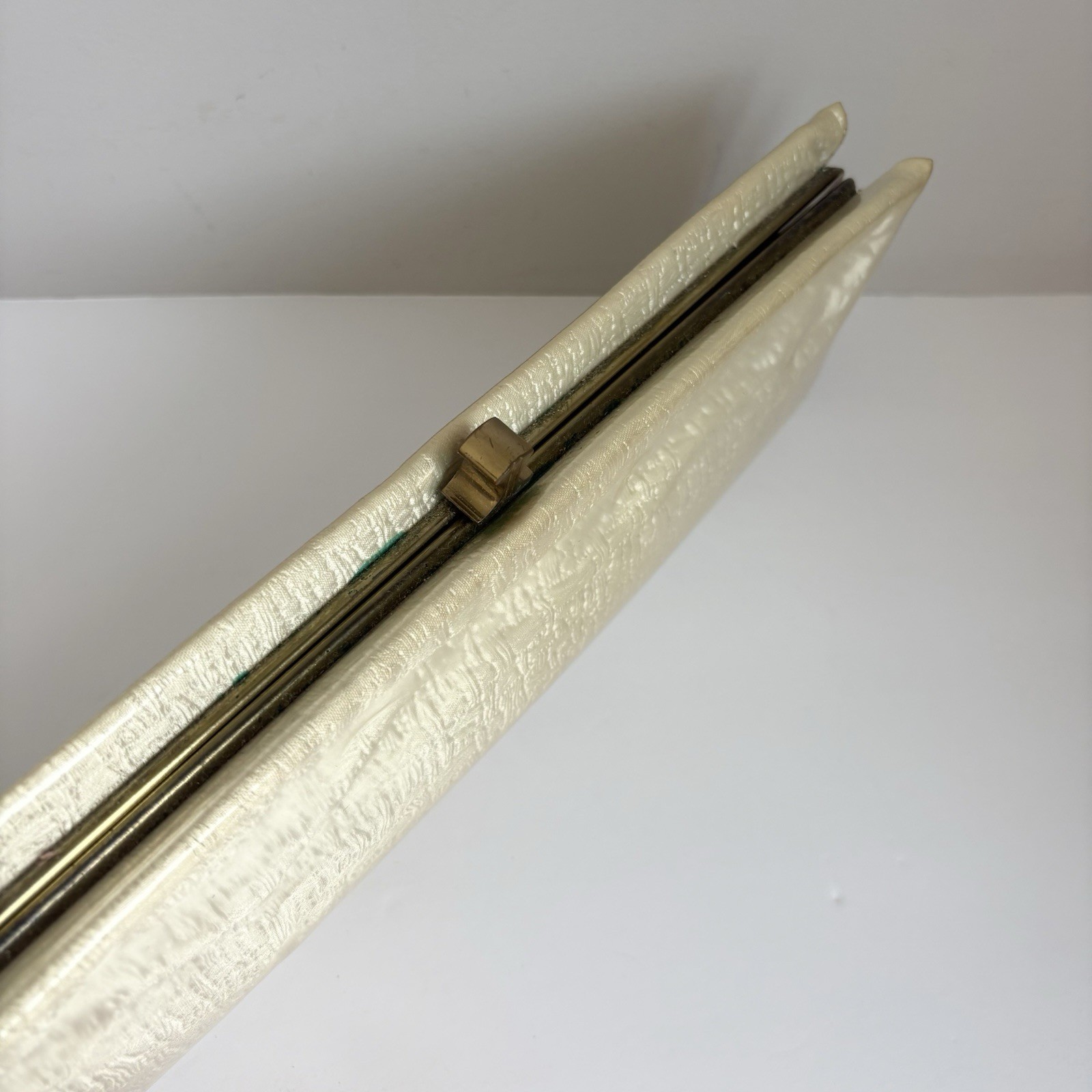 Vintage 1960’s Clear Vinyl covered Textured Satin Clutch Purse HL Harry Levine