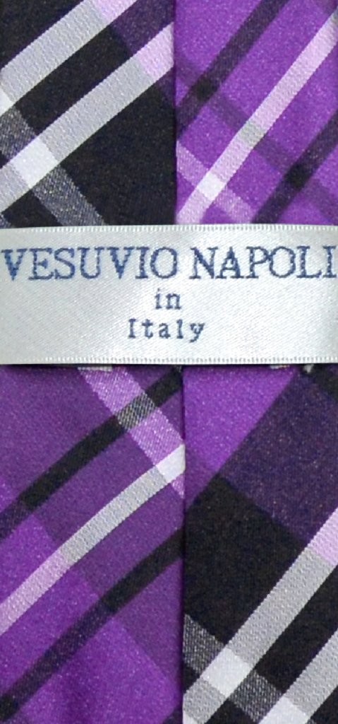 Vesuvio Napoli Boys CLIP-ON NeckTie PURPLE BLACK WHITE PLAID Youth Neck Tie