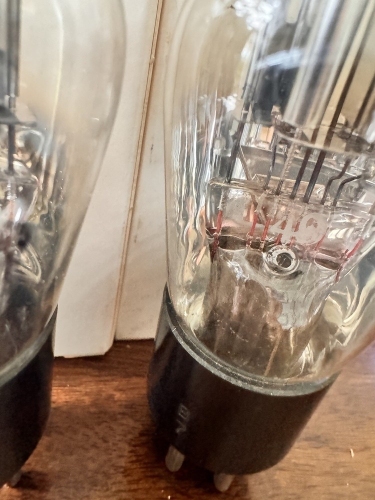 Matched Pair Type 19 Coronado ST Bottle Engraved Base Silver Plates Dual Triodes