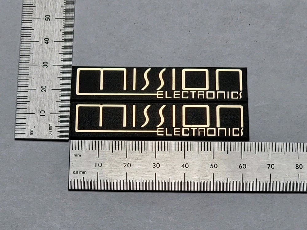 Mission Electronics Speaker Badge Logo Emblem Gold Pair With Adhesive