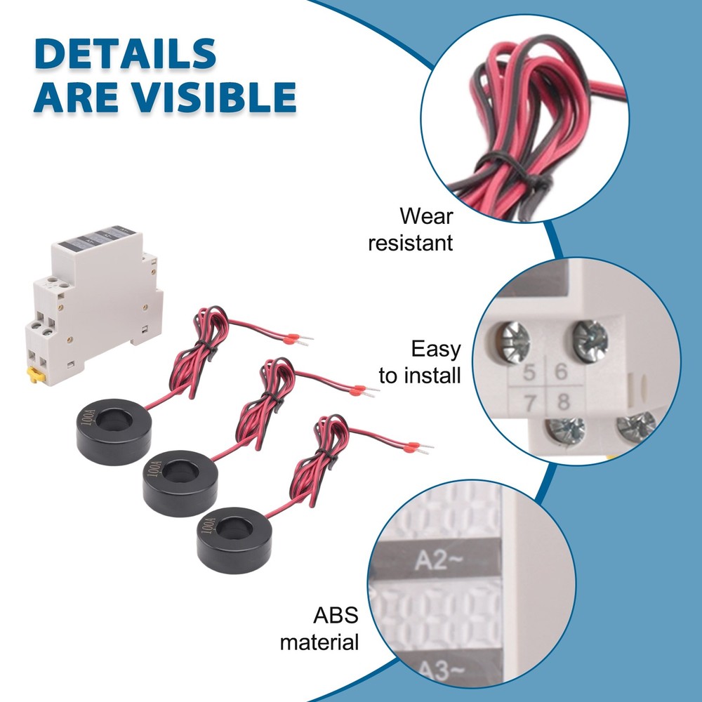 3 Phase Amp Meter for DIN Rail Mounting, Modular Current Meter