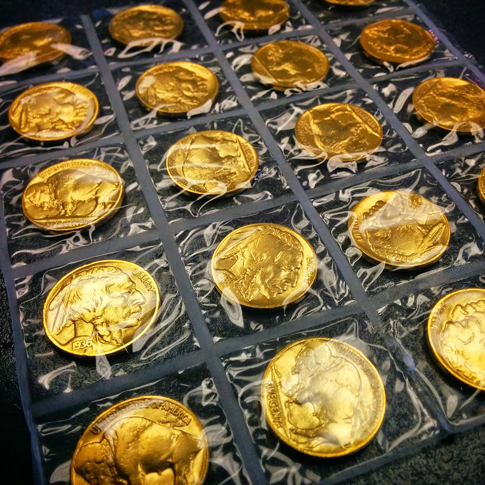 GOLD BUFFALO NICKEL - Pure 24K GOLD PLATED Buffalo Indian Head Nickel (2-PACK)