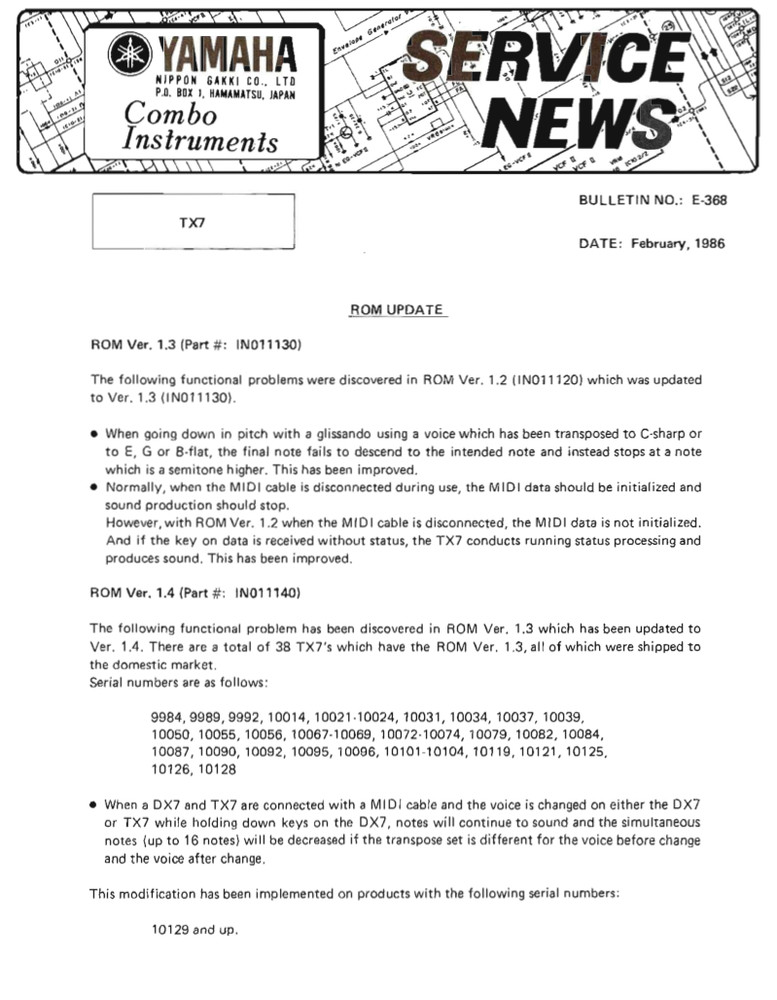 Yamaha TX7 version OS 1.4 EPROM Firmware Upgrade KIT / ROM Update Chip