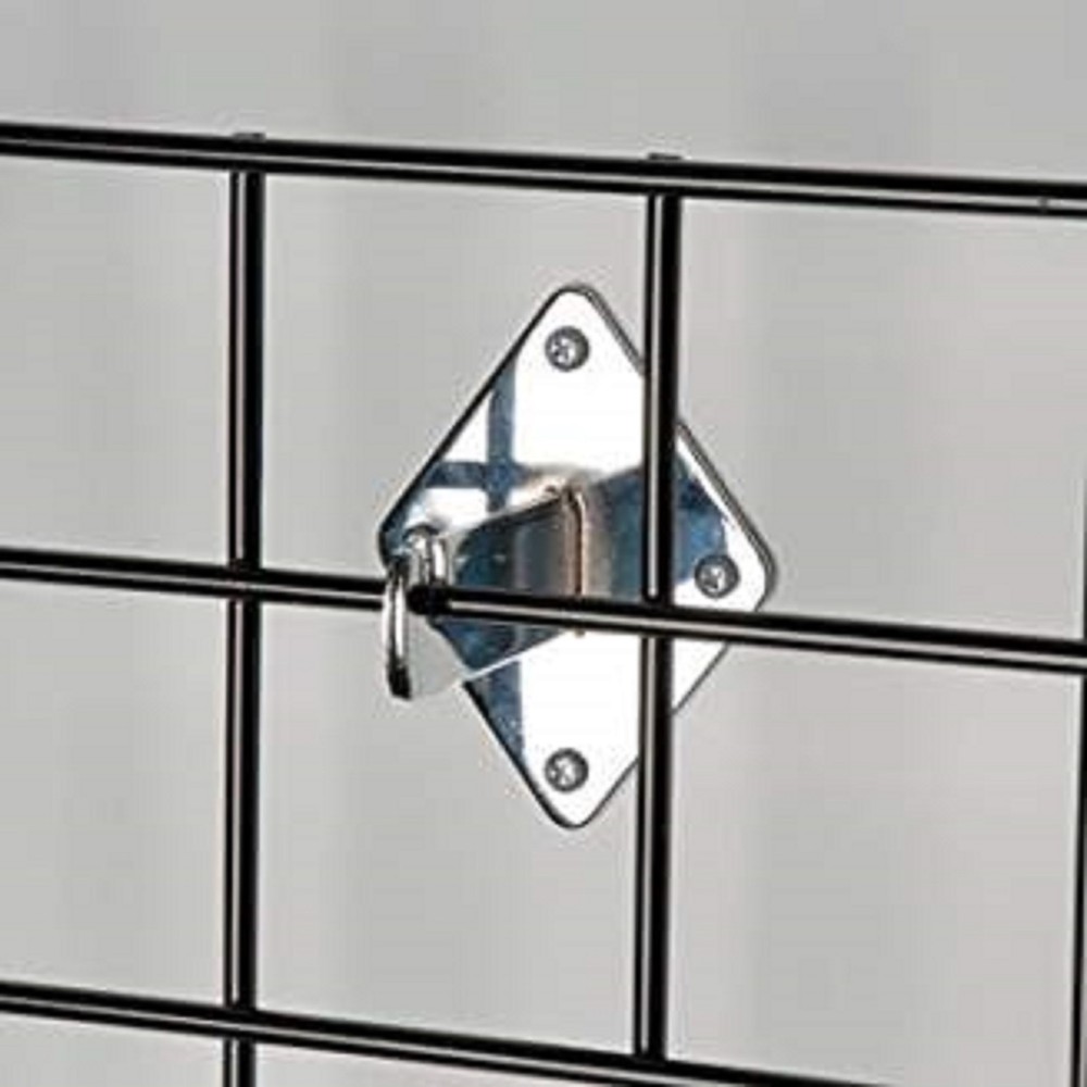Gridwall Wall Mount Bracket - Grid Panel Mounting Brackets - Chrome - 4 Pieces