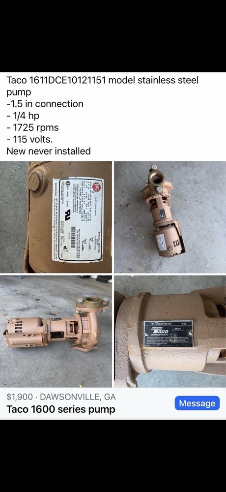 Taco 1600 series pump