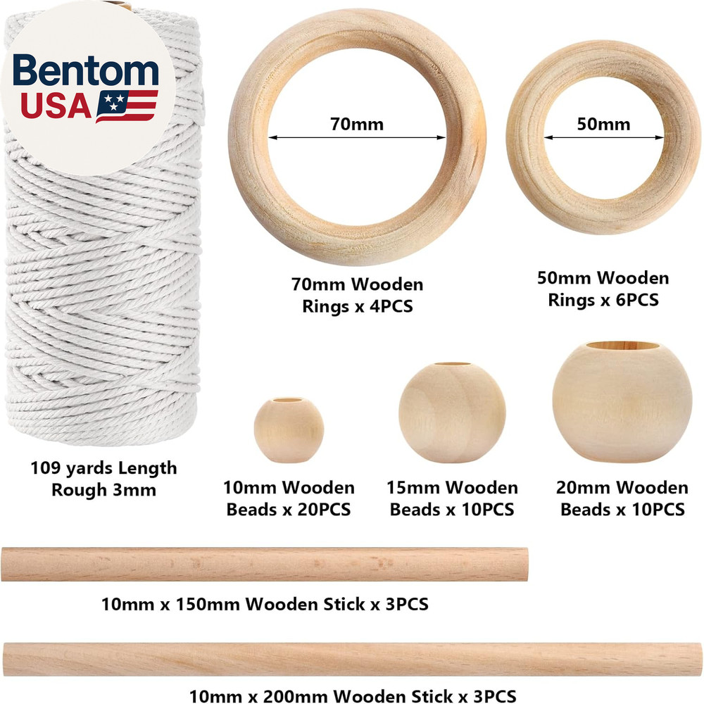 121Pcs Macrame Kit, Macrame Supplies 3Mm X 109Yards Macrame Cord for Macrame Kit
