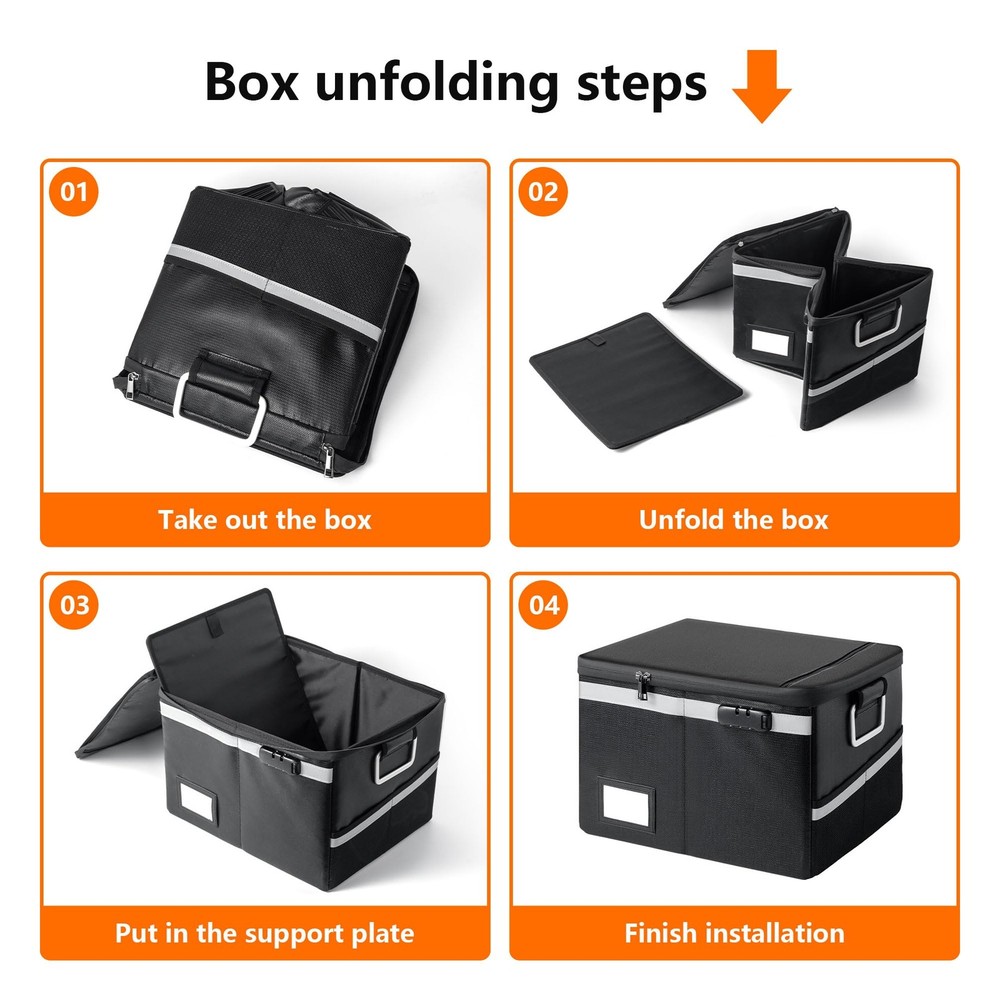 Fireproof Waterproof Document Box with Lock - Portable File Organizer (Black)