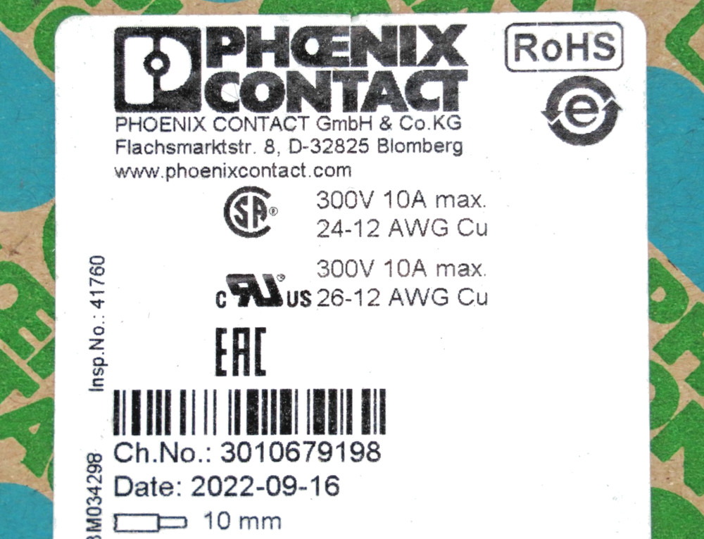 Phoenix Contact 8 Position Terminal Block Plug