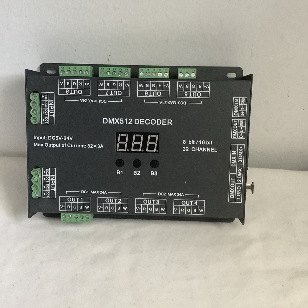 32CH RGBW DMX512 Decoder LED Controller 8Bit/16Bit 32 Channel DC5–24V UNTESTED
