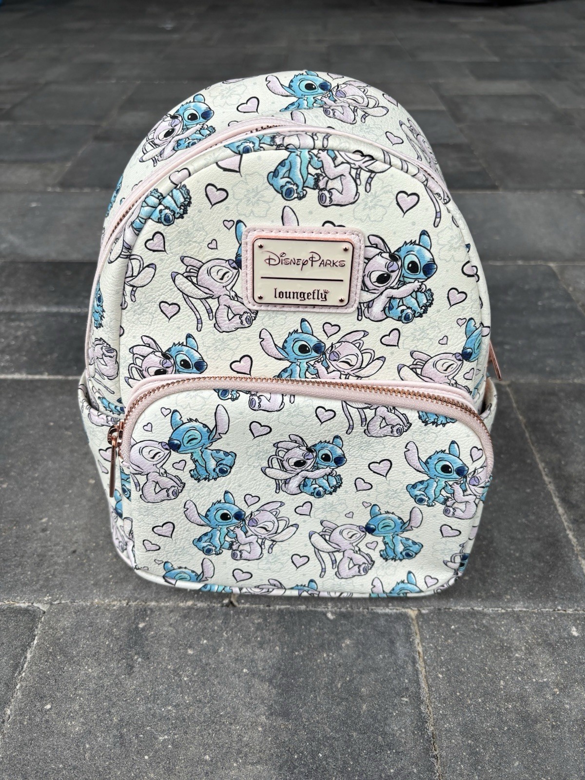 Disney Parks Stitch And Angel Valentines All Over Mini Backpack 2024