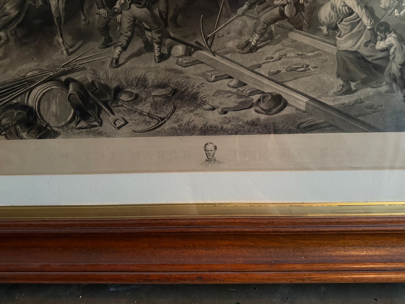 1883 Sherman's March to the Sea Civil War Print J P Fitch Hartford CT Large 55"