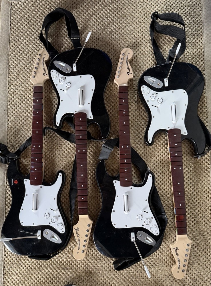 Fender Rock Band 4 Wireless Stratocaster Guitars, Drum Set, Microphone Bundle