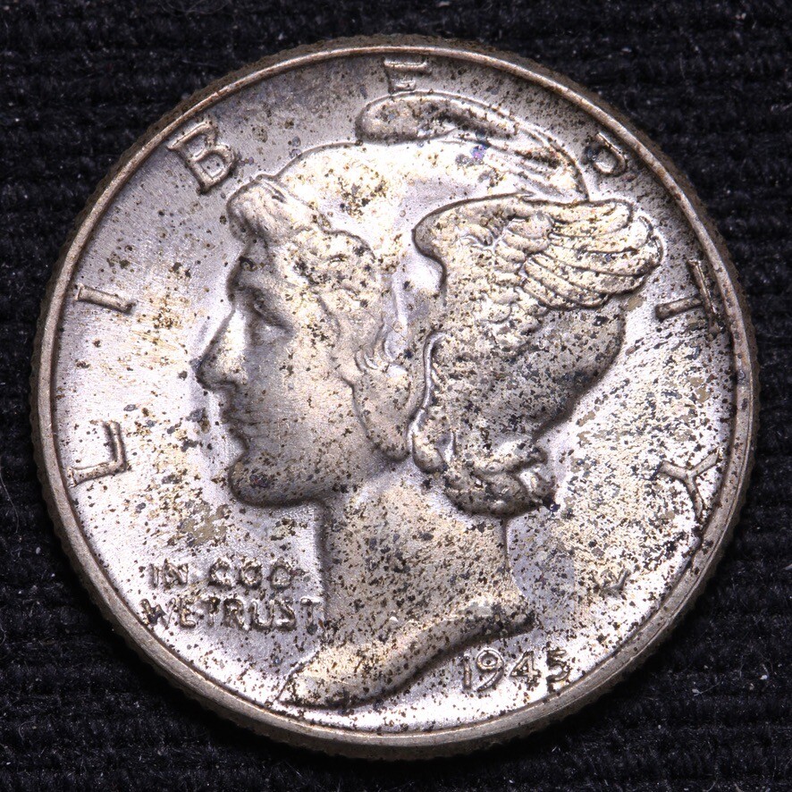 1945 Mercury Dime CHOICE BU FREE SHIPPING E816 AE