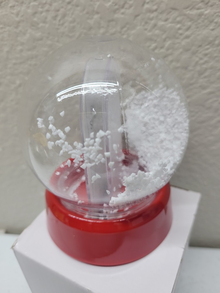 Mini Plastic Photo Snow Globe Red Base NEW