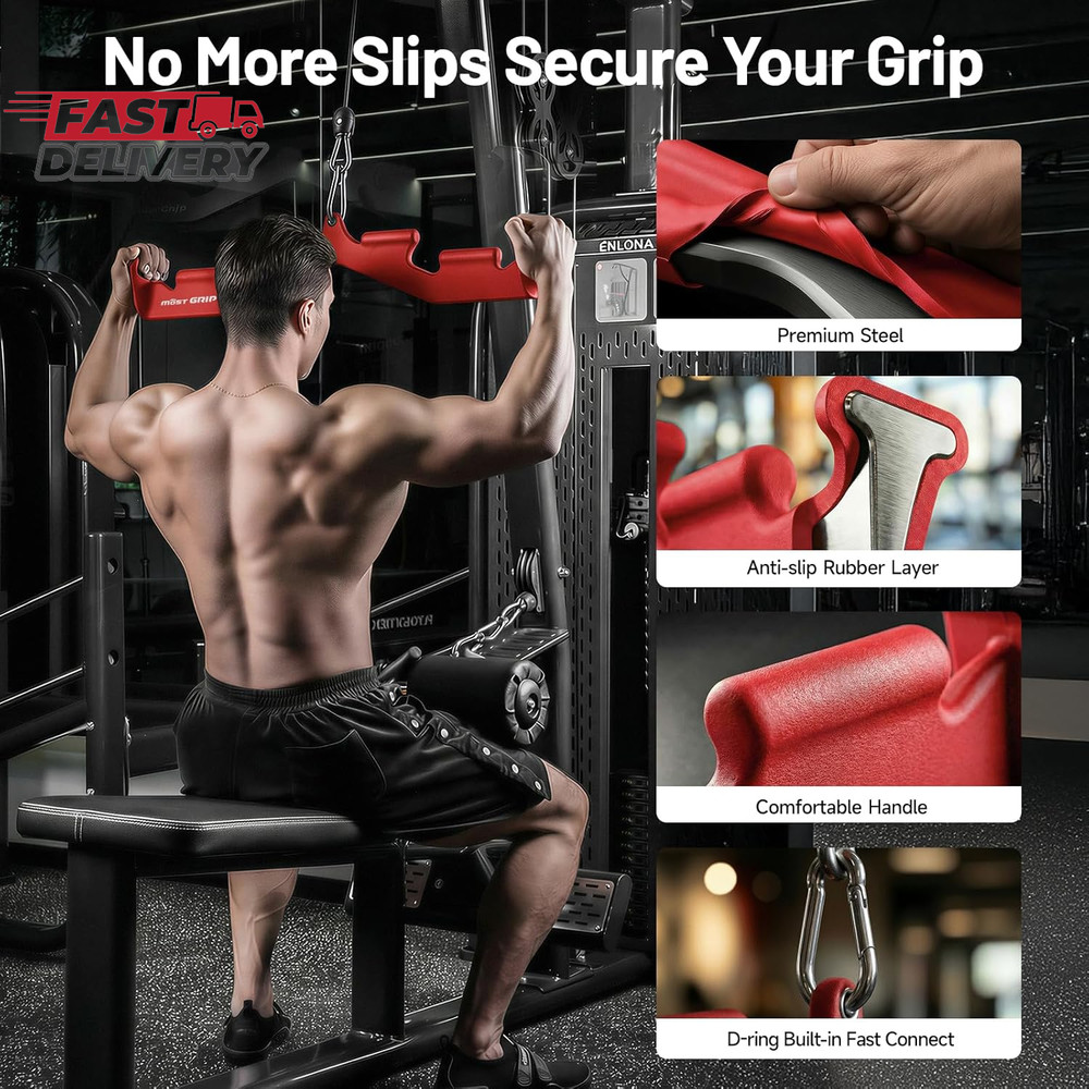 LAT Pull down Bar with 6 Ergonomic Handles, Neutral Grip LAT Pulldown Attachment