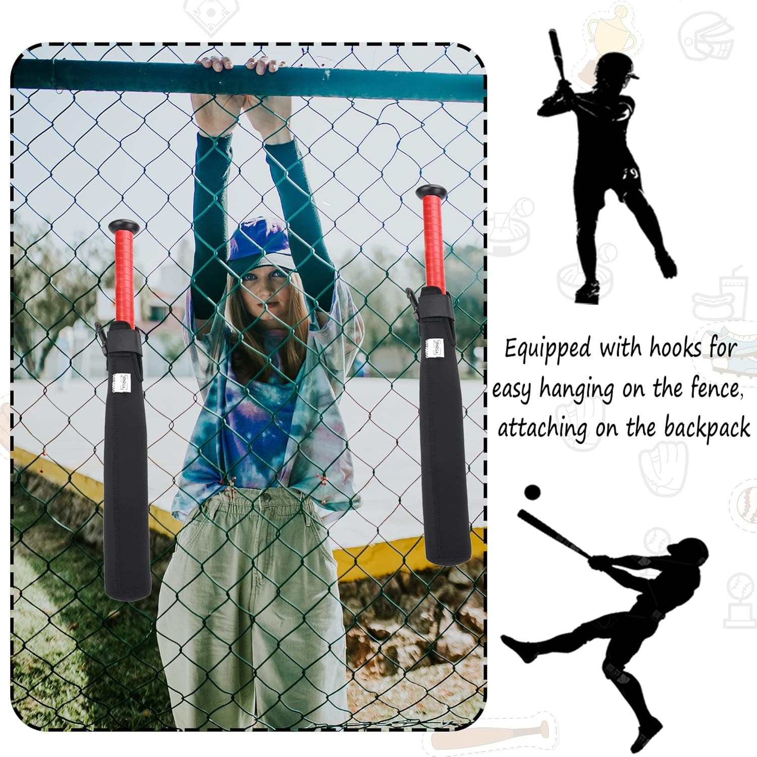 Bat Protector Sleeve for Baseball & Softball, Bat Warmer & Cover with Hook