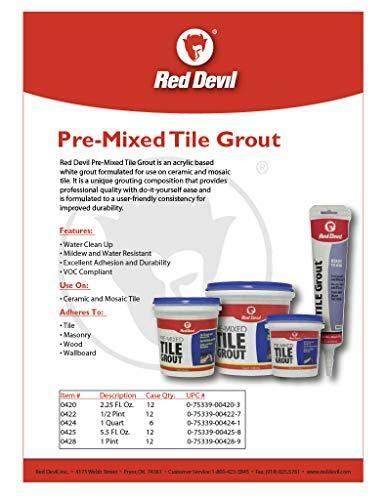 Red Devil 0422 Pre-Mixed Tile Grout (1/2 Pint), White
