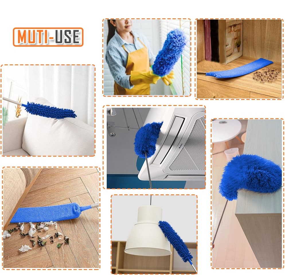 Professional Microfiber Feather Dusters for Cleaning, 6PCS 6 PCS Blue