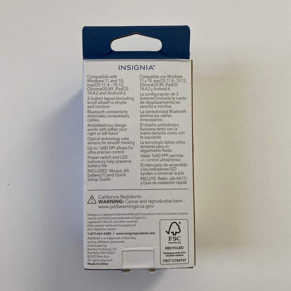 Insignia - Bluetooth 3-Button Mouse - Black