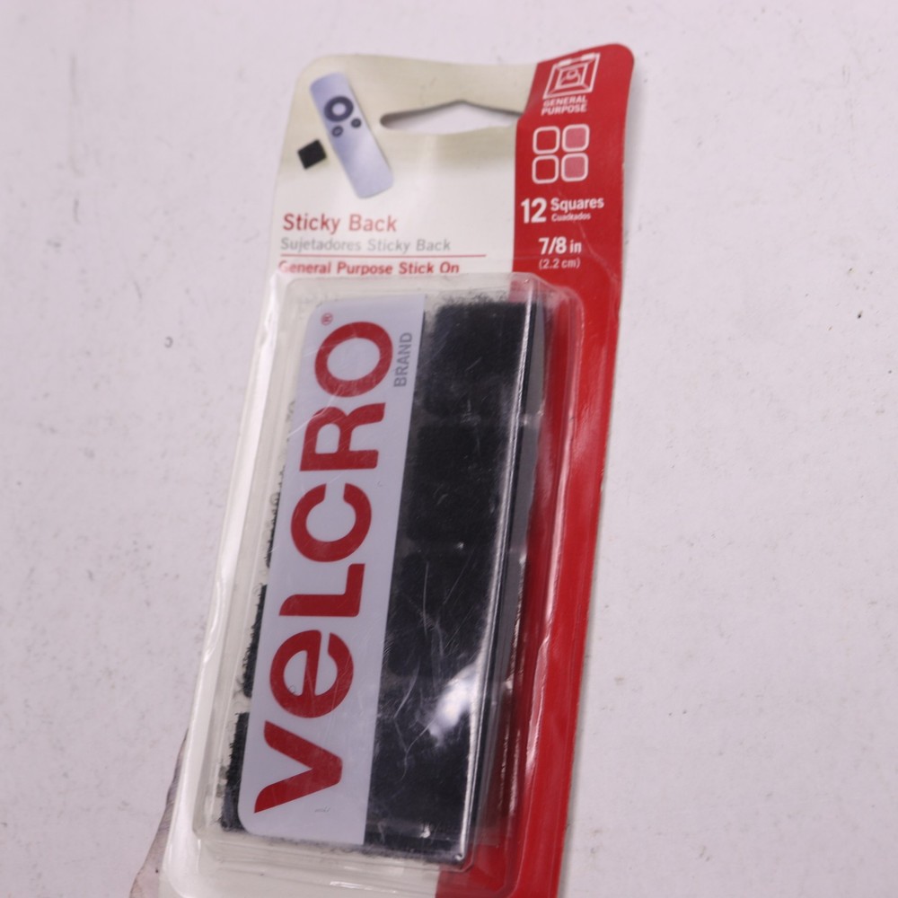 (12-Pk) Hook & Loop Fastener Sticky Back Black 90072