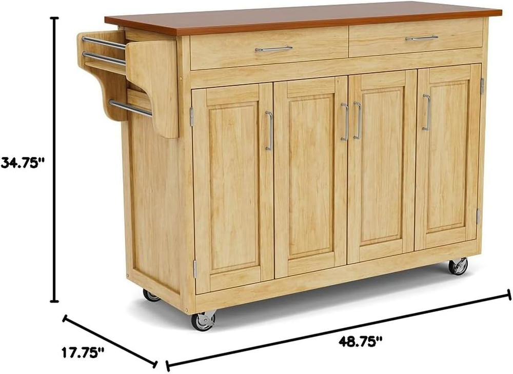Natural Oak Create Kitchen Cart - Stylish & Functional Storage Solution