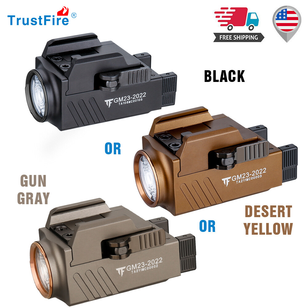 Trustfire GM23 Rechargeable Weapon Flashlight Tactical Compact Pistol Light US