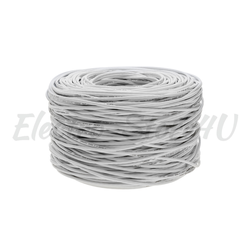 1000ft Cat5e White Ethernet Network Cable Solid 24AWG Copper Clad CCA Bulk Wire